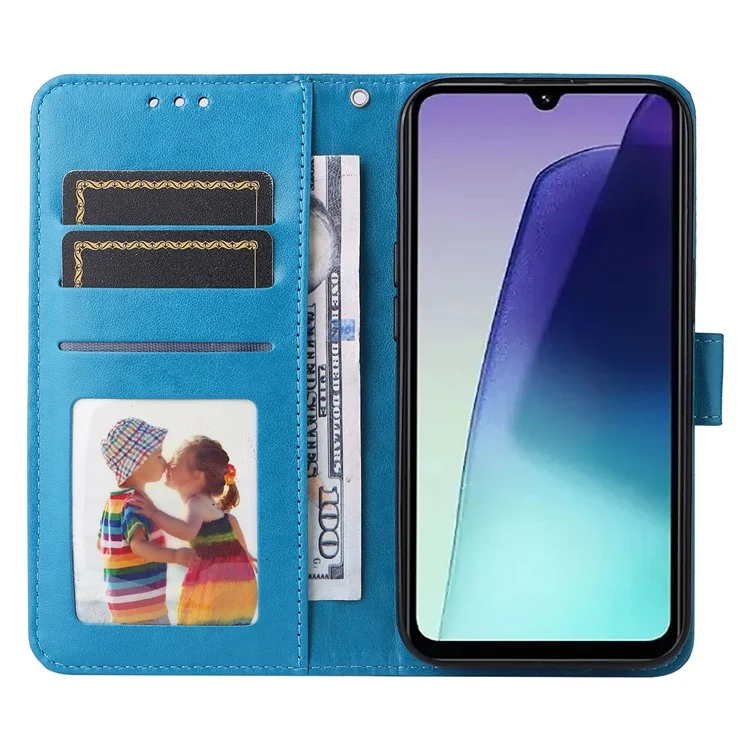 Für Xiaomi Poco C75 4G / Redmi 14R 5G / 14C 4G Sunflower Imprint Leder Brieftasche Handyhülle - Blau