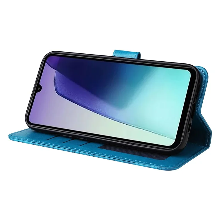 Für Xiaomi Poco C75 4G / Redmi 14R 5G / 14C 4G Sunflower Imprint Leder Brieftasche Handyhülle - Blau