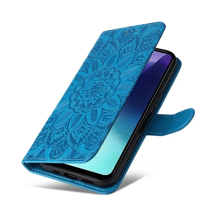 Für Xiaomi Poco C75 4G / Redmi 14R 5G / 14C 4G Sunflower Imprint Leder Brieftasche Handyhülle - Blau