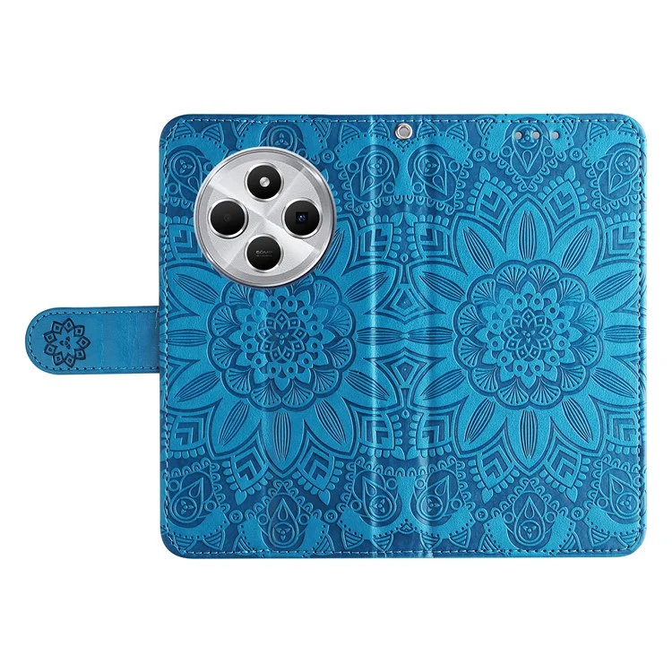 Für Xiaomi Poco C75 4G / Redmi 14R 5G / 14C 4G Sunflower Imprint Leder Brieftasche Handyhülle - Blau