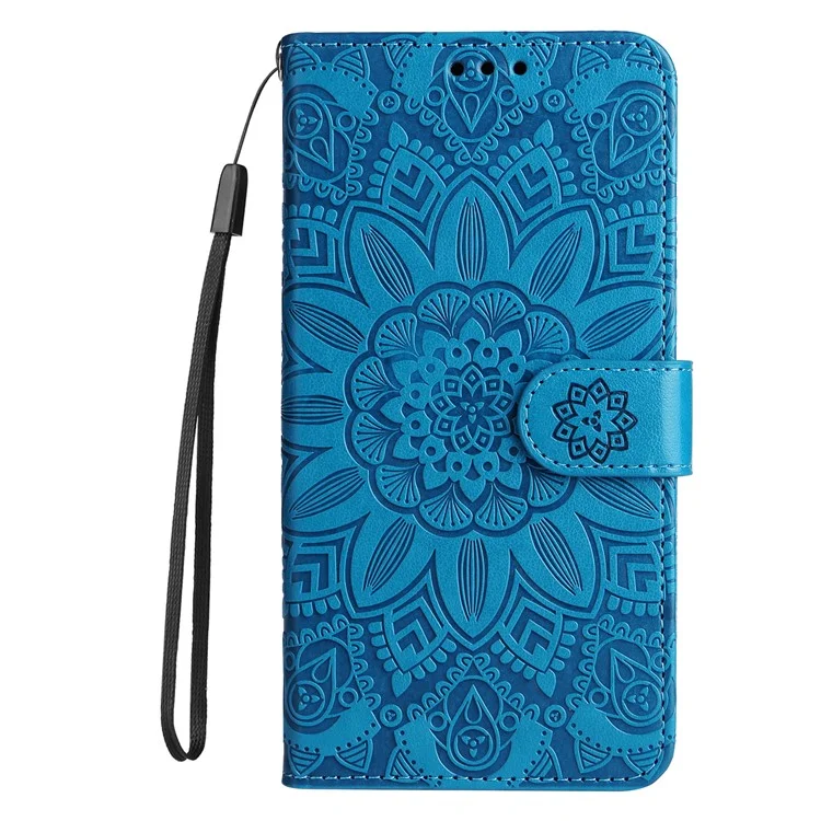 Für Xiaomi Poco C75 4G / Redmi 14R 5G / 14C 4G Sunflower Imprint Leder Brieftasche Handyhülle - Blau