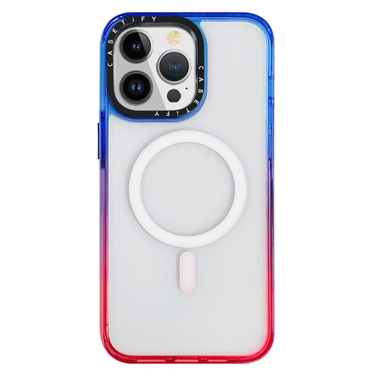 Acheter en Vrac Pour L'iphone 15 Pro Max Case Compatible Avec Magsafe pc + Tpu + Tpe Téléphone - Gradient Bleu + Rouge