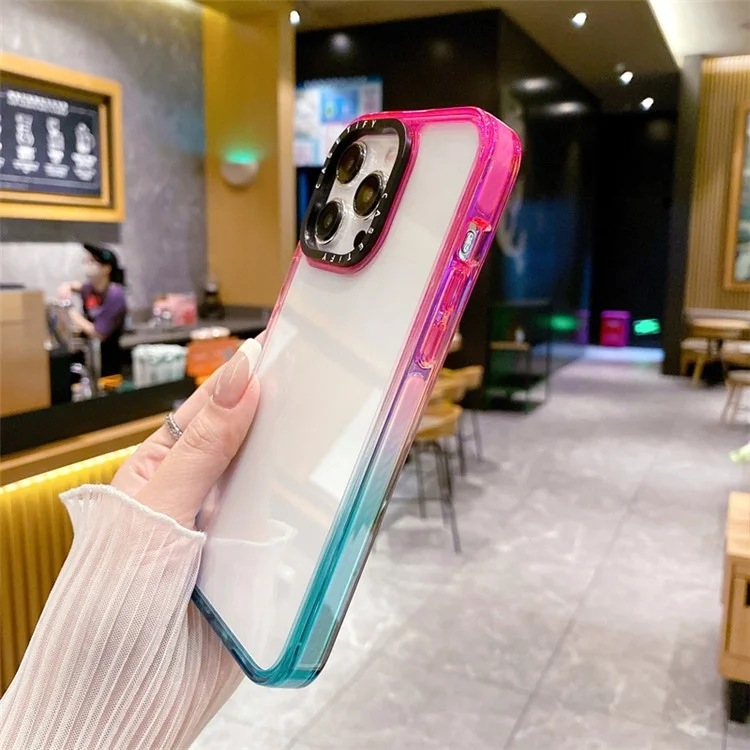 Bulk Buy Für Iphone 15 Pro Case Anti-kratzer-pc+tpu+tpe Clear Rückenabdeckung - Gradient Pink+Cyan