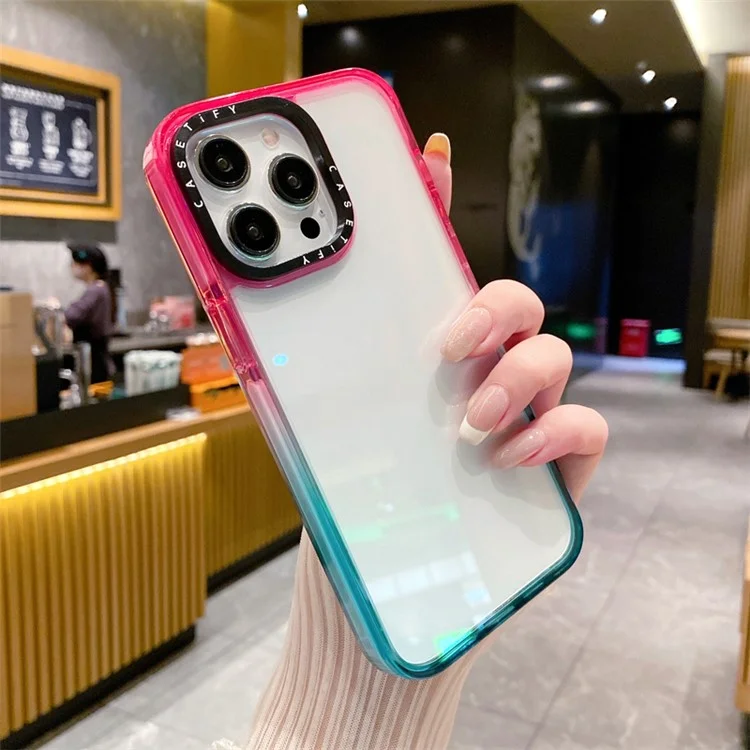 Bulk Buy Für Iphone 15 Pro Case Anti-kratzer-pc+tpu+tpe Clear Rückenabdeckung - Gradient Pink+Cyan