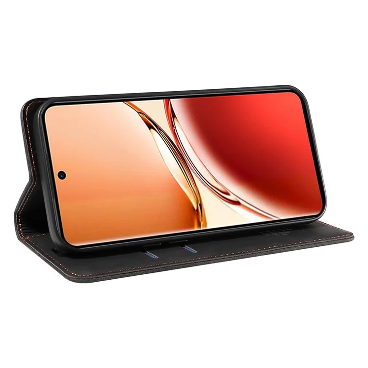 Betopnice 003 Pour Oppo Reno12 F 4G Portefeuille Étui en Cuir Couverture de Téléphone Avec Support - Noir
