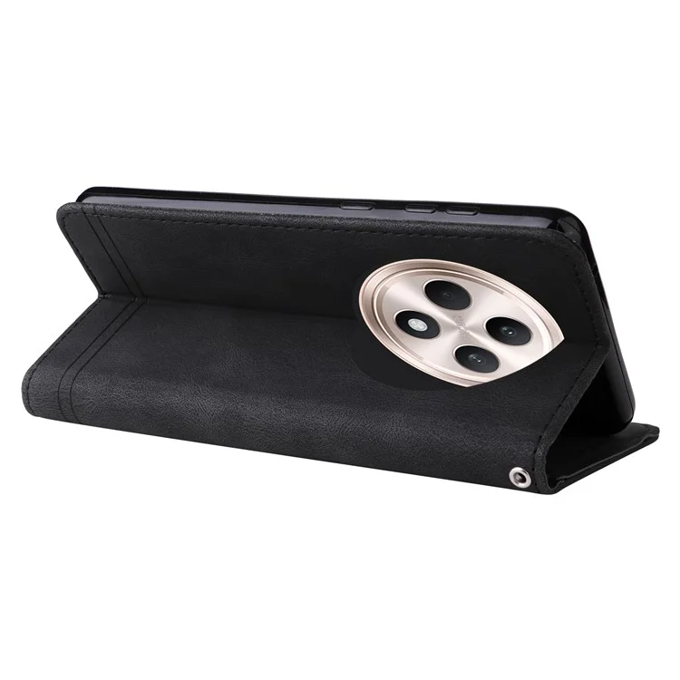 Pour Oppo Reno12 F 4G Portefeuille Case de Couverture de Téléphone en Cuir de Peau - Noir