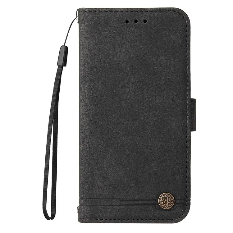 Pour Oppo Reno12 F 4G Portefeuille Case de Couverture de Téléphone en Cuir de Peau - Noir
