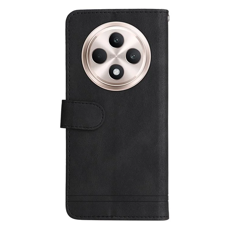 Pour Oppo Reno12 F 4G Portefeuille Case de Couverture de Téléphone en Cuir de Peau - Noir