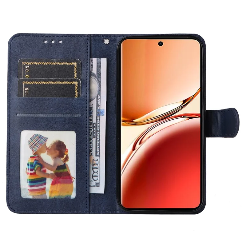 For Oppo Reno12 F 4G Case Wallet PU Leather Folio Flip Phone Cover - Blue