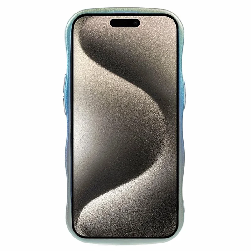 For iPhone 15 Case Curly Shape Love Heart TPU Phone Cover Iridescent Gradient - Colorful Green