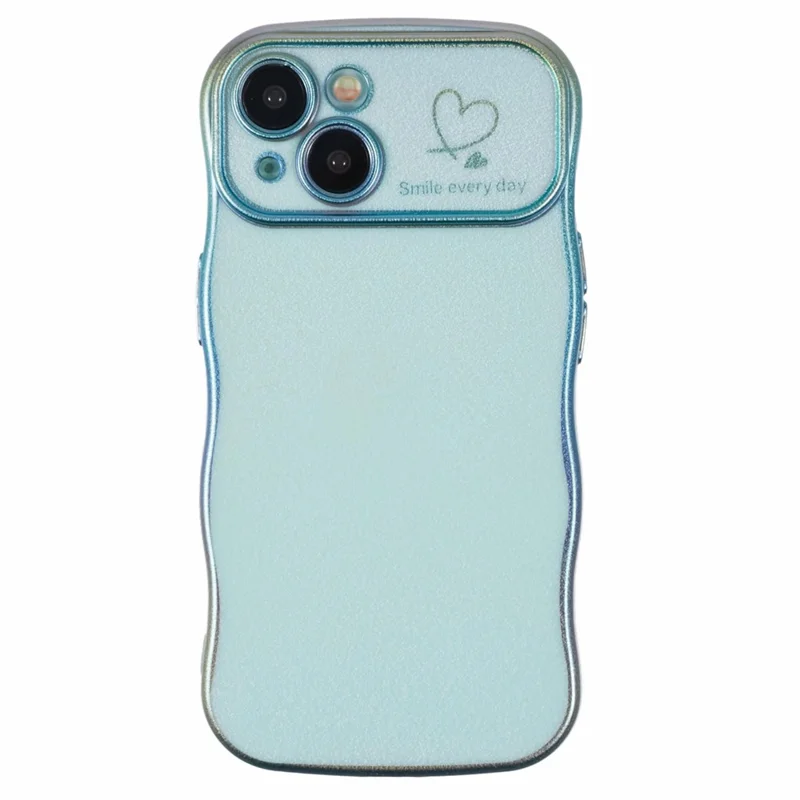 For iPhone 15 Case Curly Shape Love Heart TPU Phone Cover Iridescent Gradient - Colorful Green