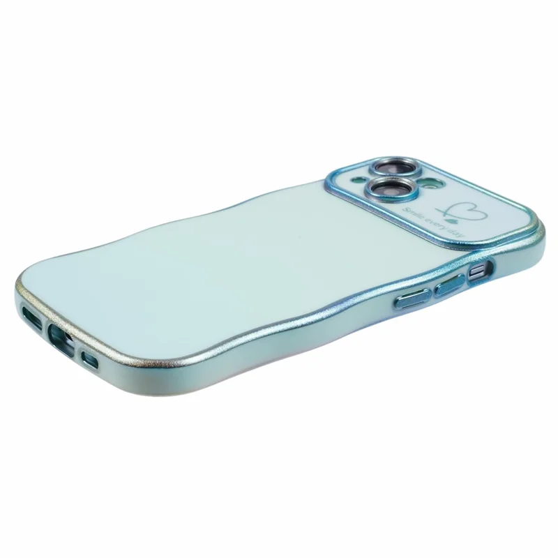 For iPhone 15 Case Curly Shape Love Heart TPU Phone Cover Iridescent Gradient - Colorful Green