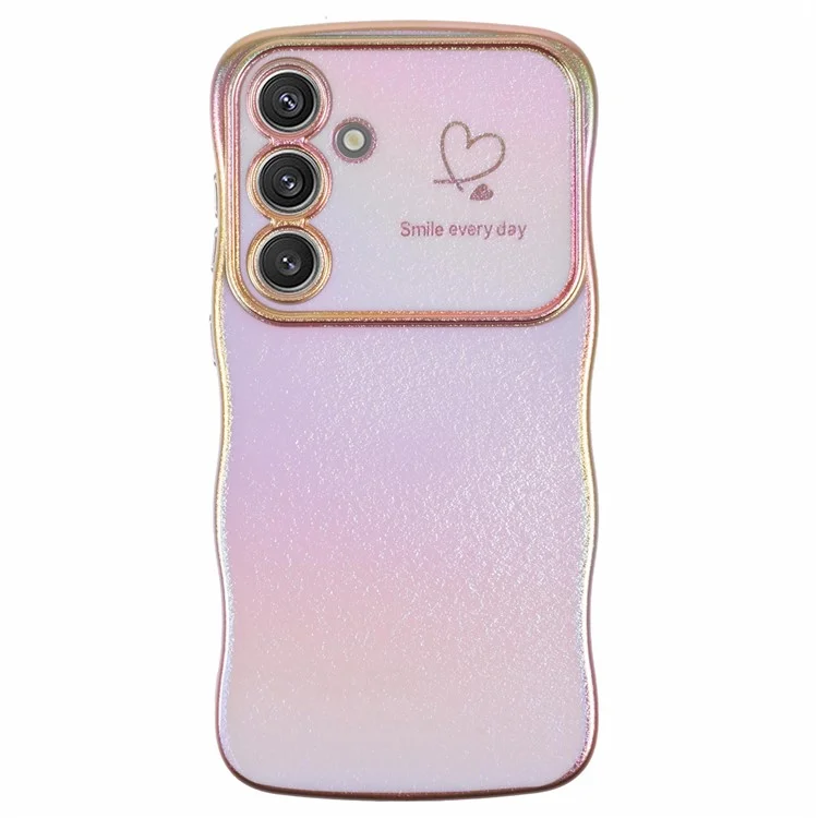 Для Samsung Galaxy S24 Case Curly Shape Shape Love Heart Tpu Cope Cope Rididescent Gradient - Красочный Фиолетовый