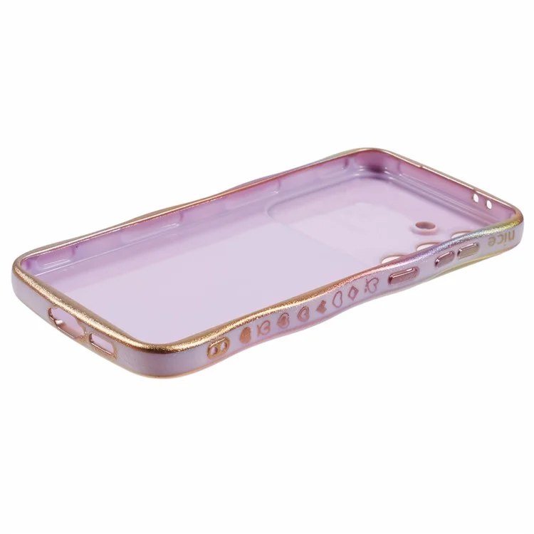 Для Samsung Galaxy S24 Case Curly Shape Shape Love Heart Tpu Cope Cope Rididescent Gradient - Красочный Фиолетовый