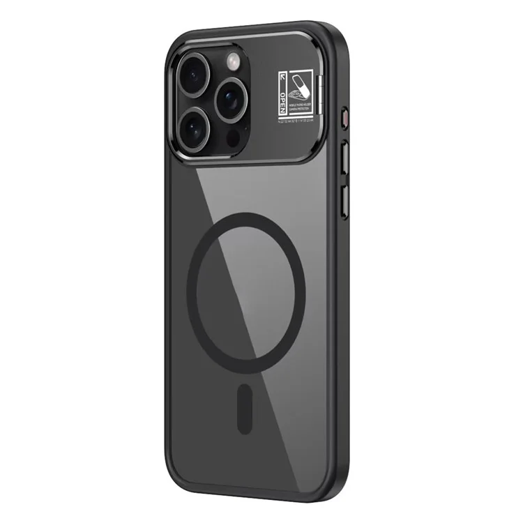 Compra a Granel Para Iphone 16 Pro Max Magnetic Case Acrílico+tpu Magnetic Telephip Cover With Lens Kickstand - Negro