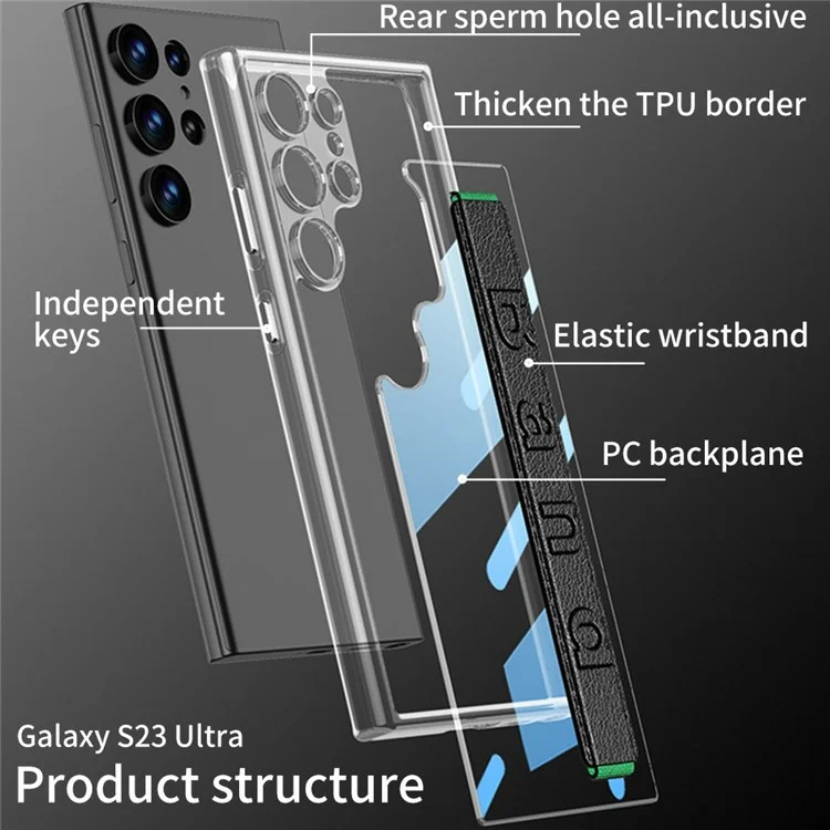 GKK Para Samsung Galaxy S24 Case Ultra Transparente Tpu+tpu+pc Cubierta de Teléfono Con Correa Para la Mano de Silicona - Verde