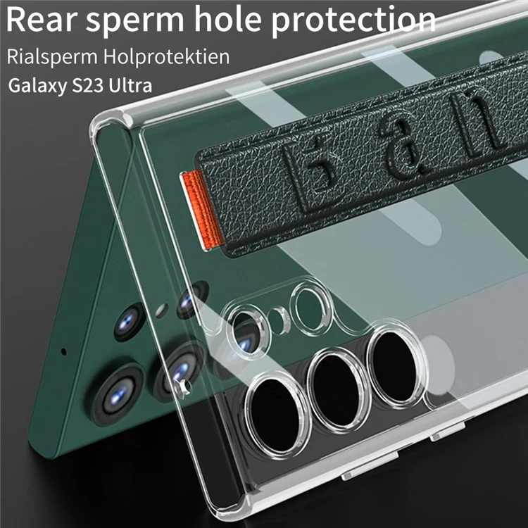 GKK Para Samsung Galaxy S24 Case Ultra Transparente Tpu+tpu+pc Cubierta de Teléfono Con Correa Para la Mano de Silicona - Verde