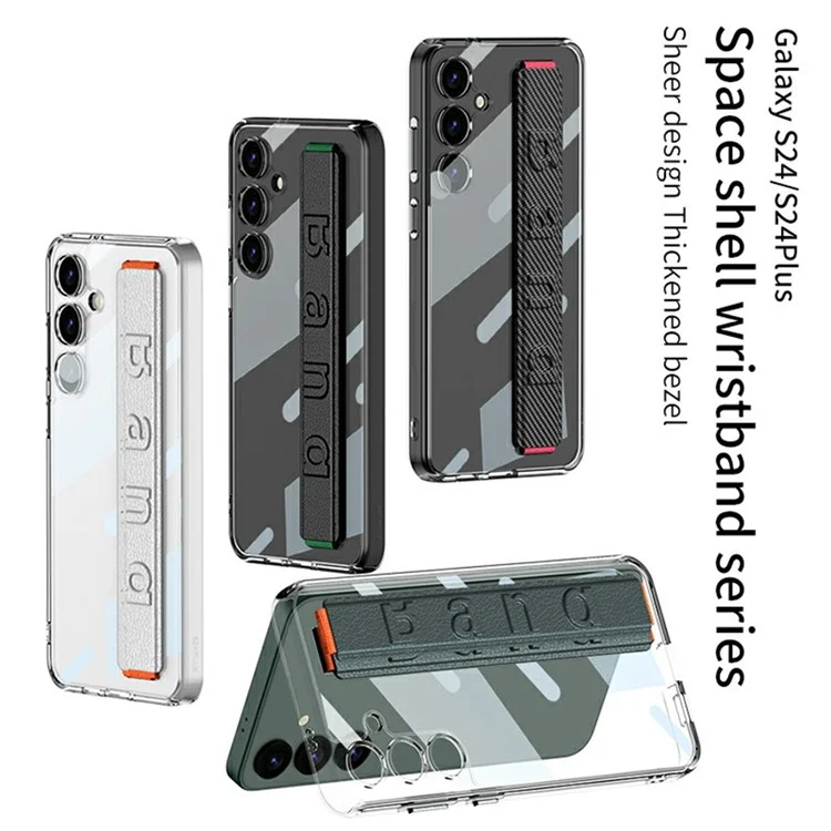GKK Para Samsung Galaxy S24 Carcasa Transparente Anti-Caídas Cubierta de Teléfono TPU+PC con Correa de Mano de Silicona - Fibra de Carbono