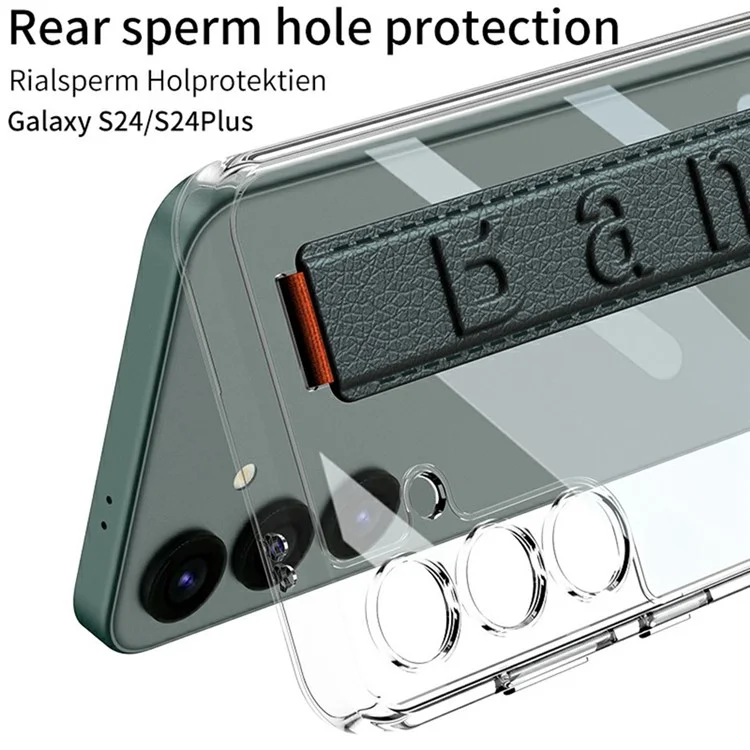 GKK Para Samsung Galaxy S24 Carcasa Transparente Anti-Caídas Cubierta de Teléfono TPU+PC con Correa de Mano de Silicona - Fibra de Carbono