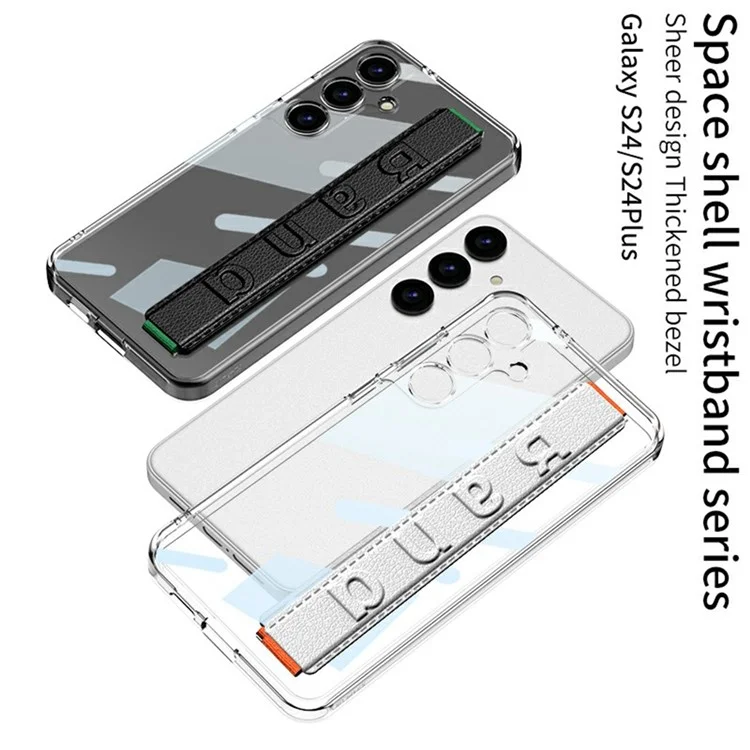 GKK Para Samsung Galaxy S24 Carcasa Transparente Anti-Caídas Cubierta de Teléfono TPU+PC con Correa de Mano de Silicona - Fibra de Carbono