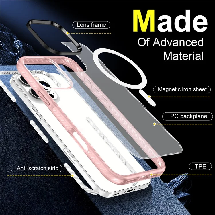 Acquisto di Massa Per Iphone 16 Pro Magnetic Case a Doppio Livello Airbag Pc+copertina di Telefono Opaco Tpe - Rosa