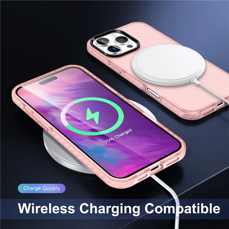 Acquisto di Massa Per Iphone 16 Pro Magnetic Case a Doppio Livello Airbag Pc+copertina di Telefono Opaco Tpe - Rosa