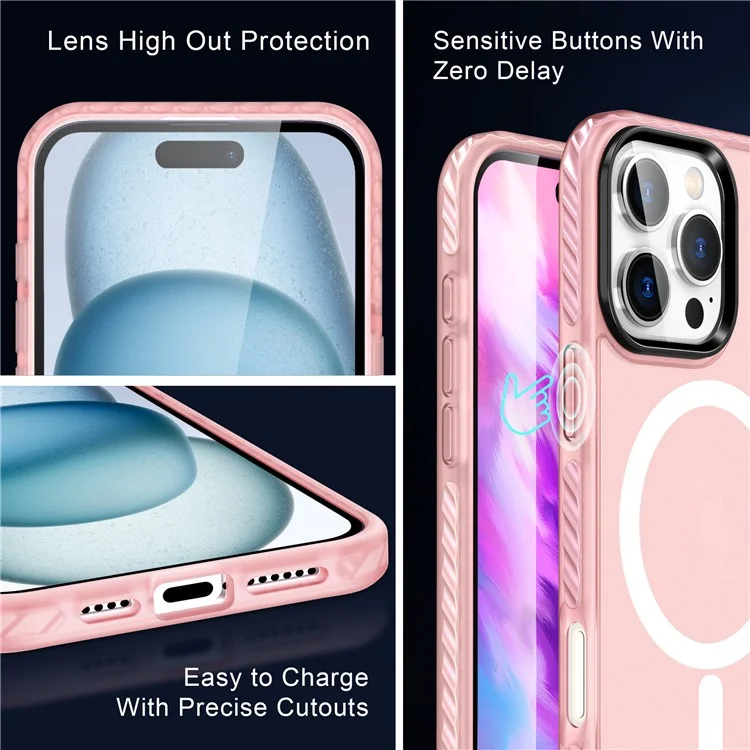 Acquisto di Massa Per Iphone 16 Pro Magnetic Case a Doppio Livello Airbag Pc+copertina di Telefono Opaco Tpe - Rosa