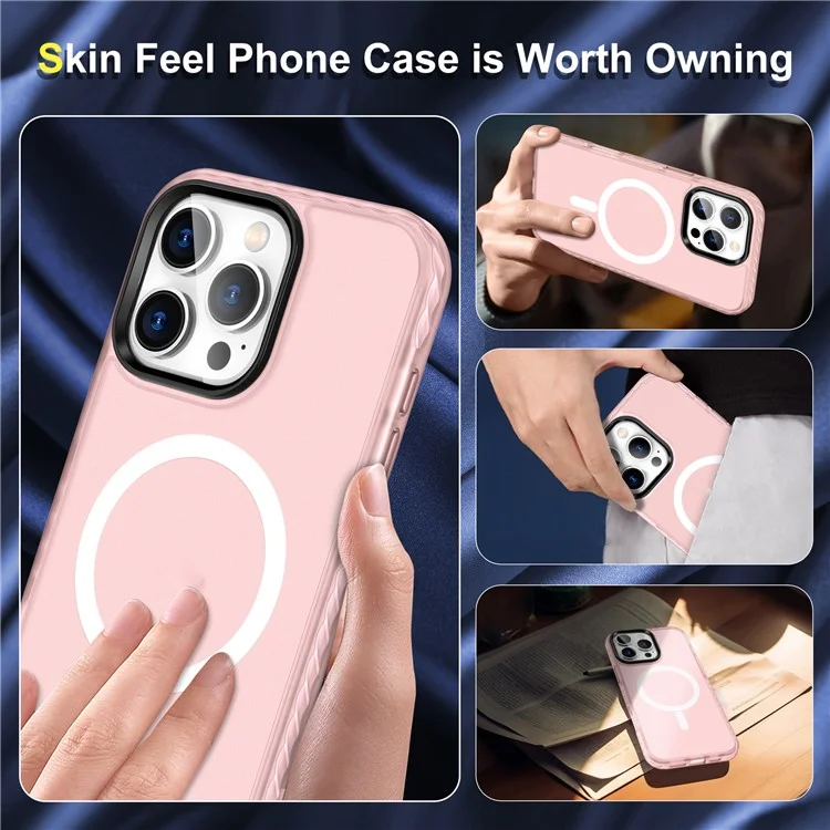 Acquisto di Massa Per Iphone 16 Pro Magnetic Case a Doppio Livello Airbag Pc+copertina di Telefono Opaco Tpe - Rosa