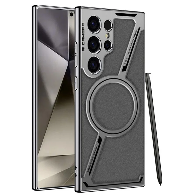 GKK Для Samsung Galaxy S24 Ultra Case, Совместимый с Magsafe Anty-scratch PC+TPU+PU Телефон - Серый