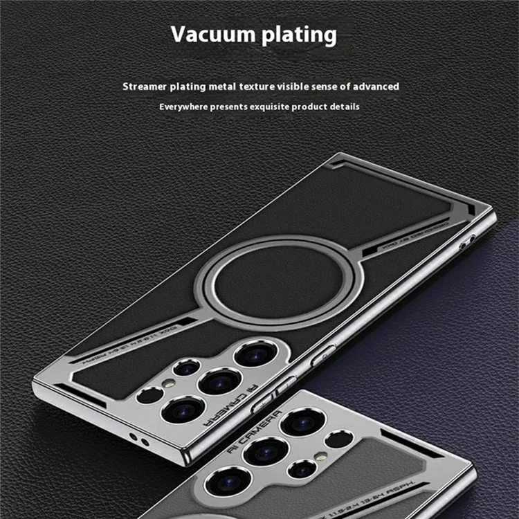 GKK Для Samsung Galaxy S24 Ultra Case, Совместимый с Magsafe Anty-scratch PC+TPU+PU Телефон - Серый