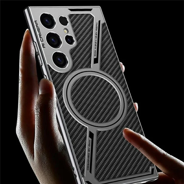 GKK Для Samsung Galaxy S24 Ultra Case, Совместимый с Magsafe Anty-scratch PC+TPU+PU Телефон - Серый