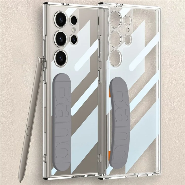 GKK Für Samsung Galaxy S23 Ultra Hülle Anti-Drop TPU+PC Klare Handyhülle mit Silikon-Handschlaufe - Grau