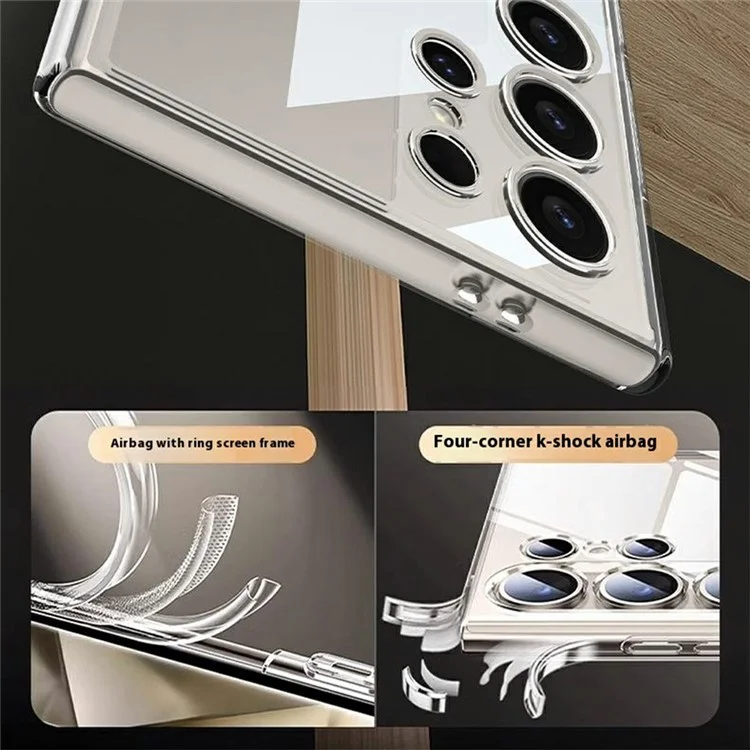 GKK For Samsung Galaxy S24 Ultra Case Anti-Drop TPU+PC Clear Phone Cover with Silicone Hand Strap - Grey