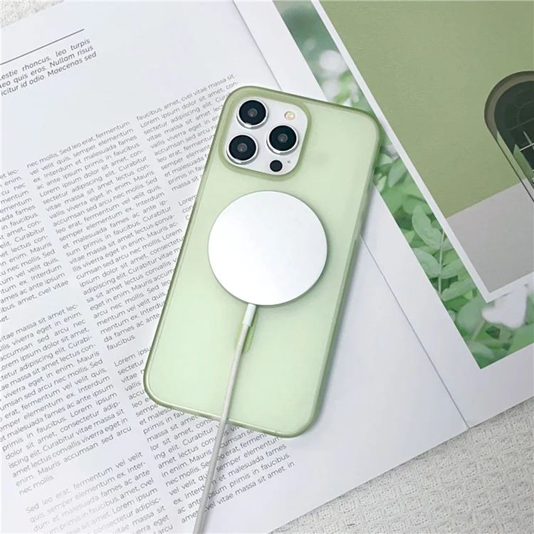 Bulk Buy Für Iphone 16 Pro Case Magnetic PC Mattelefonabdeckung Kompatibel Mit Magsafe - Grün