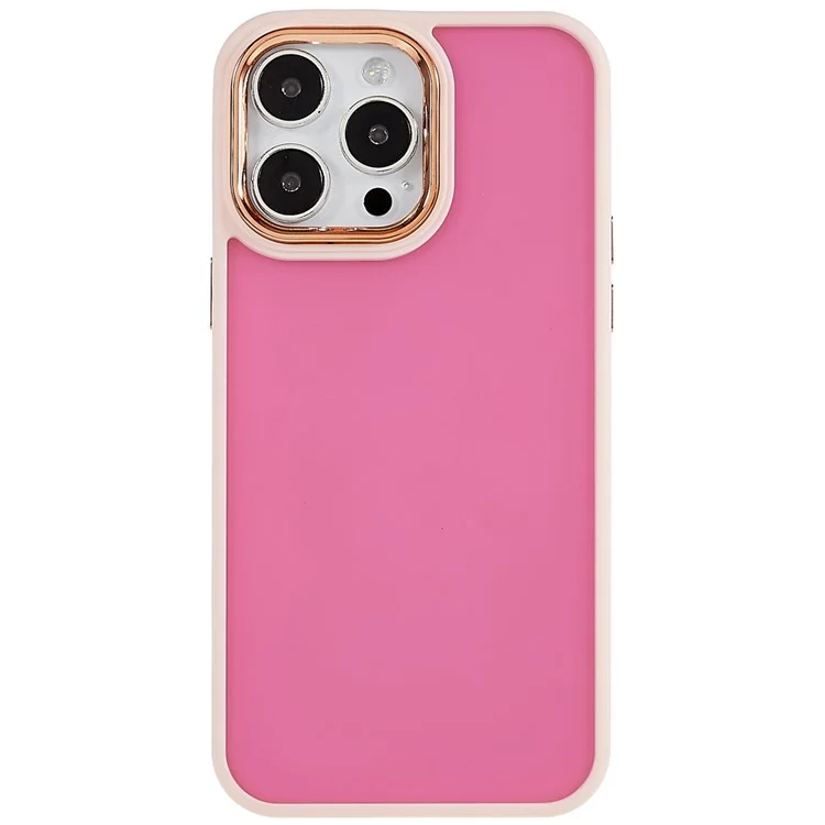 Для Iphone 14 Pro Plated Series Series Antipplop Matte Chase Case PC+TPU Утолщенная Крышка Телефона с Гальванической Камерой Рамки - Розовый
