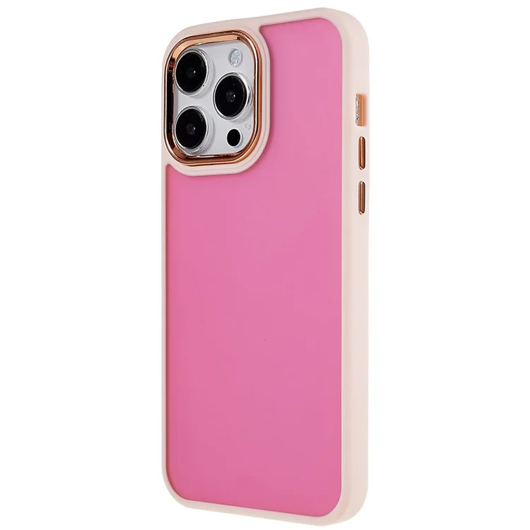 Для Iphone 14 Pro Plated Series Series Antipplop Matte Chase Case PC+TPU Утолщенная Крышка Телефона с Гальванической Камерой Рамки - Розовый