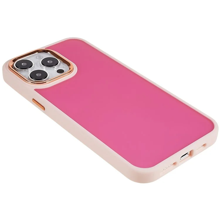 Для Iphone 14 Pro Plated Series Series Antipplop Matte Chase Case PC+TPU Утолщенная Крышка Телефона с Гальванической Камерой Рамки - Розовый