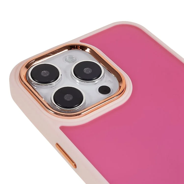 Для Iphone 14 Pro Plated Series Series Antipplop Matte Chase Case PC+TPU Утолщенная Крышка Телефона с Гальванической Камерой Рамки - Розовый