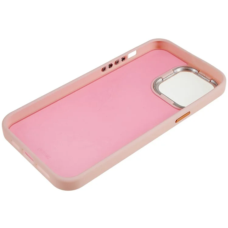 Для Iphone 14 Pro Plated Series Series Antipplop Matte Chase Case PC+TPU Утолщенная Крышка Телефона с Гальванической Камерой Рамки - Розовый