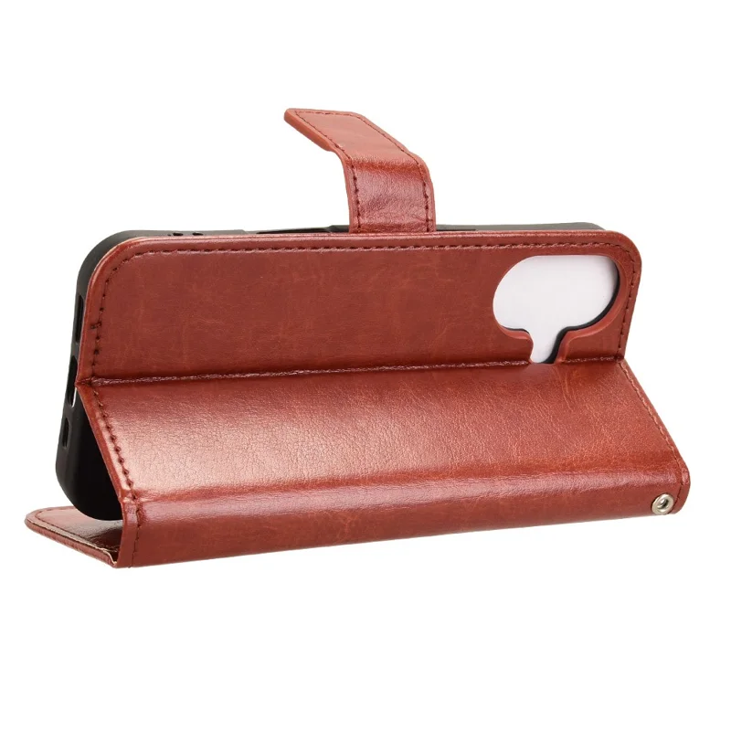 Funda para iPhone 16 Plus Case Crazy Horse Texture PU Leather Phone Wallet Cover - Marrón
