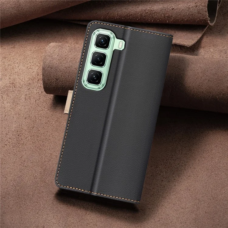 BINFEN COLOR BF33 for Infinix Hot 50 5G Leather Case Splicing Color RFID Blocking - Black