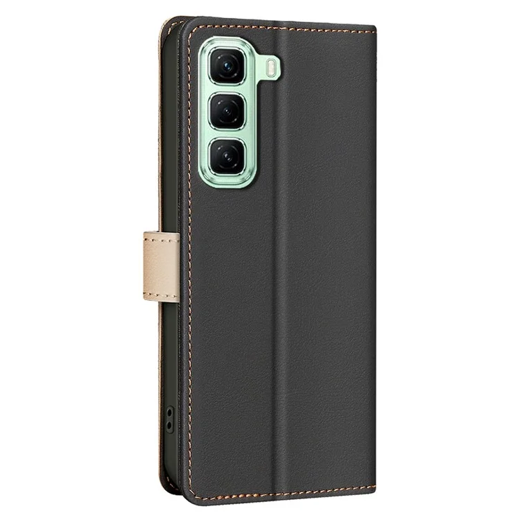 BINFEN COLOR BF33 for Infinix Hot 50 5G Leather Case Splicing Color RFID Blocking - Black