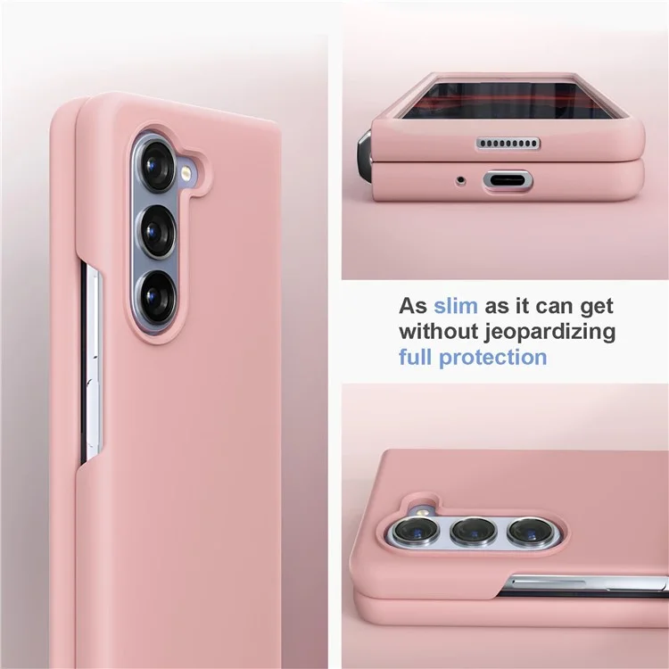 Kalelbol KLB-YTGJ002 Para Samsung Galaxy Z Fold5 5G Case Solid Color Liquid Silicone+PC Teléfono Cubierta - Rosa