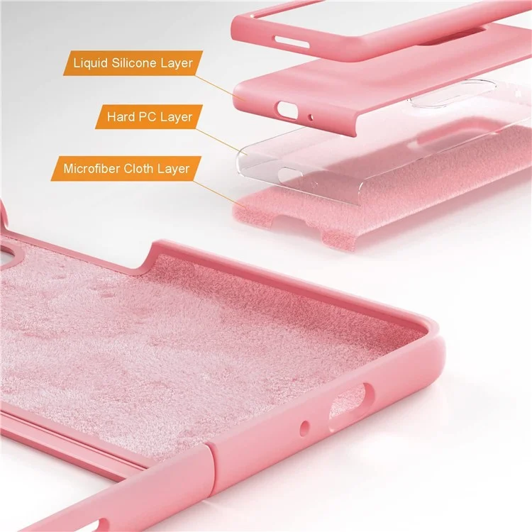 Kalelbol KLB-YTGJ002 Para Samsung Galaxy Z Fold5 5G Case Solid Color Liquid Silicone+PC Teléfono Cubierta - Rosa