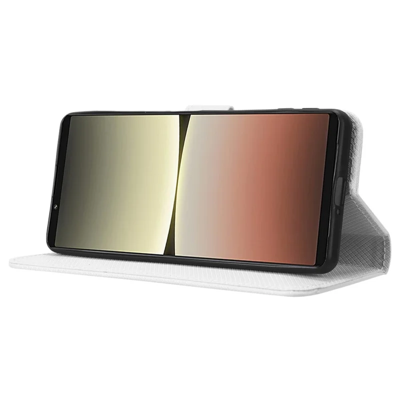 Til Sony Xperia 5 IV 5G Støvbekæmpende PU Læder Standtaske med Diamantstruktur Telefonwallet Cover - Hvid