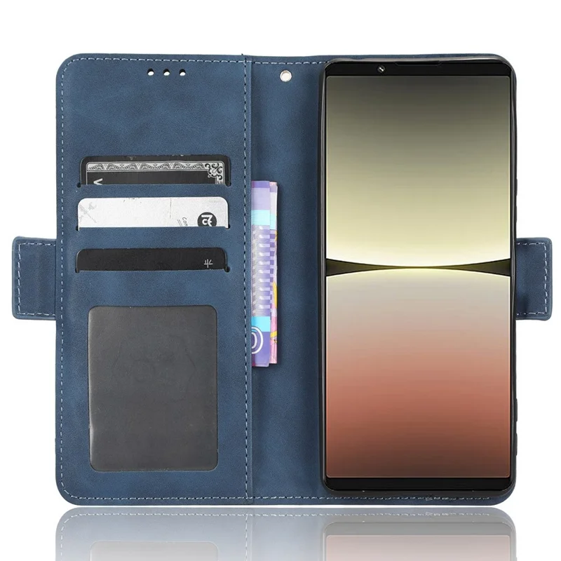 For Sony Xperia 5 IV 5G Foldable Stand Wallet Phone Cover PU Leather Multiple Card Slots Phone Case - Blue