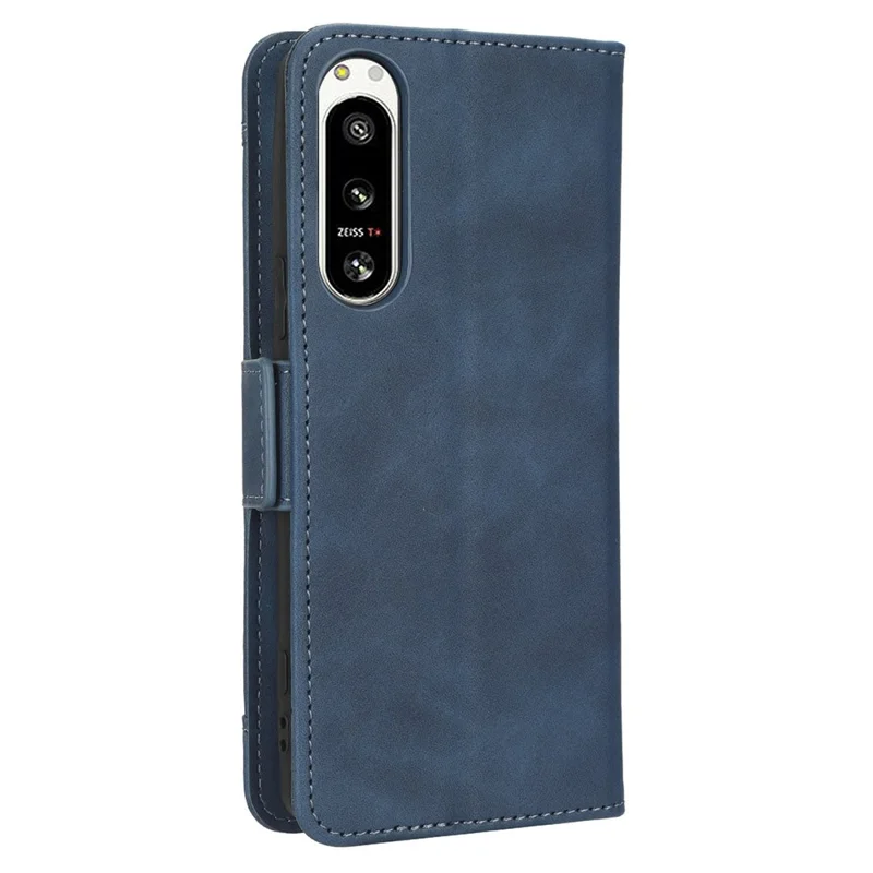 For Sony Xperia 5 IV 5G Foldable Stand Wallet Phone Cover PU Leather Multiple Card Slots Phone Case - Blue