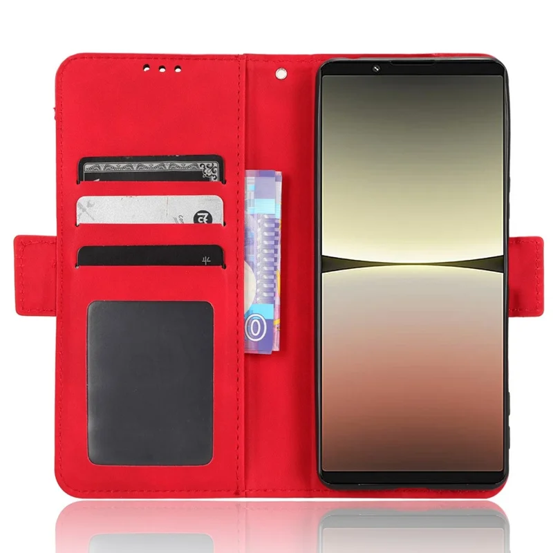 For Sony Xperia 5 IV 5G Foldable Stand Wallet Phone Cover PU Leather Multiple Card Slots Phone Case - Red