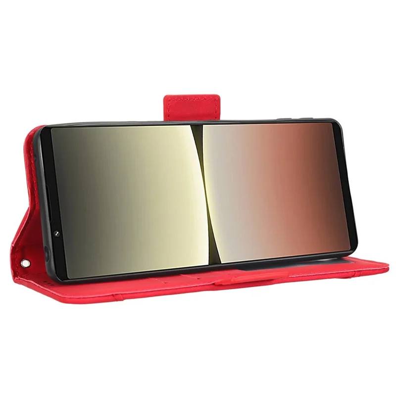 For Sony Xperia 5 IV 5G Foldable Stand Wallet Phone Cover PU Leather Multiple Card Slots Phone Case - Red