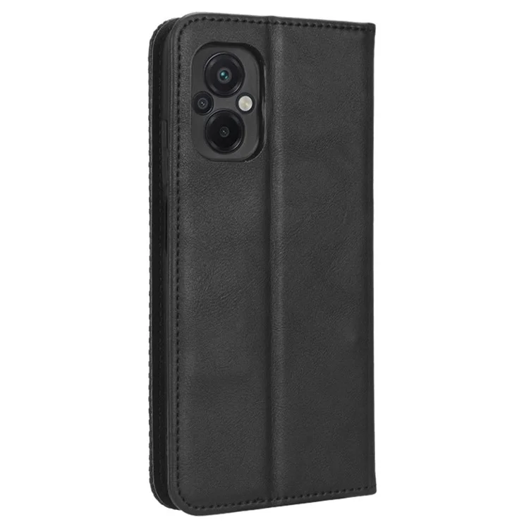 Per Xiaomi Poco M5 4G Custodia per telefono antiurto Retro in pelle PU con chiusura magnetica automatica - Nero